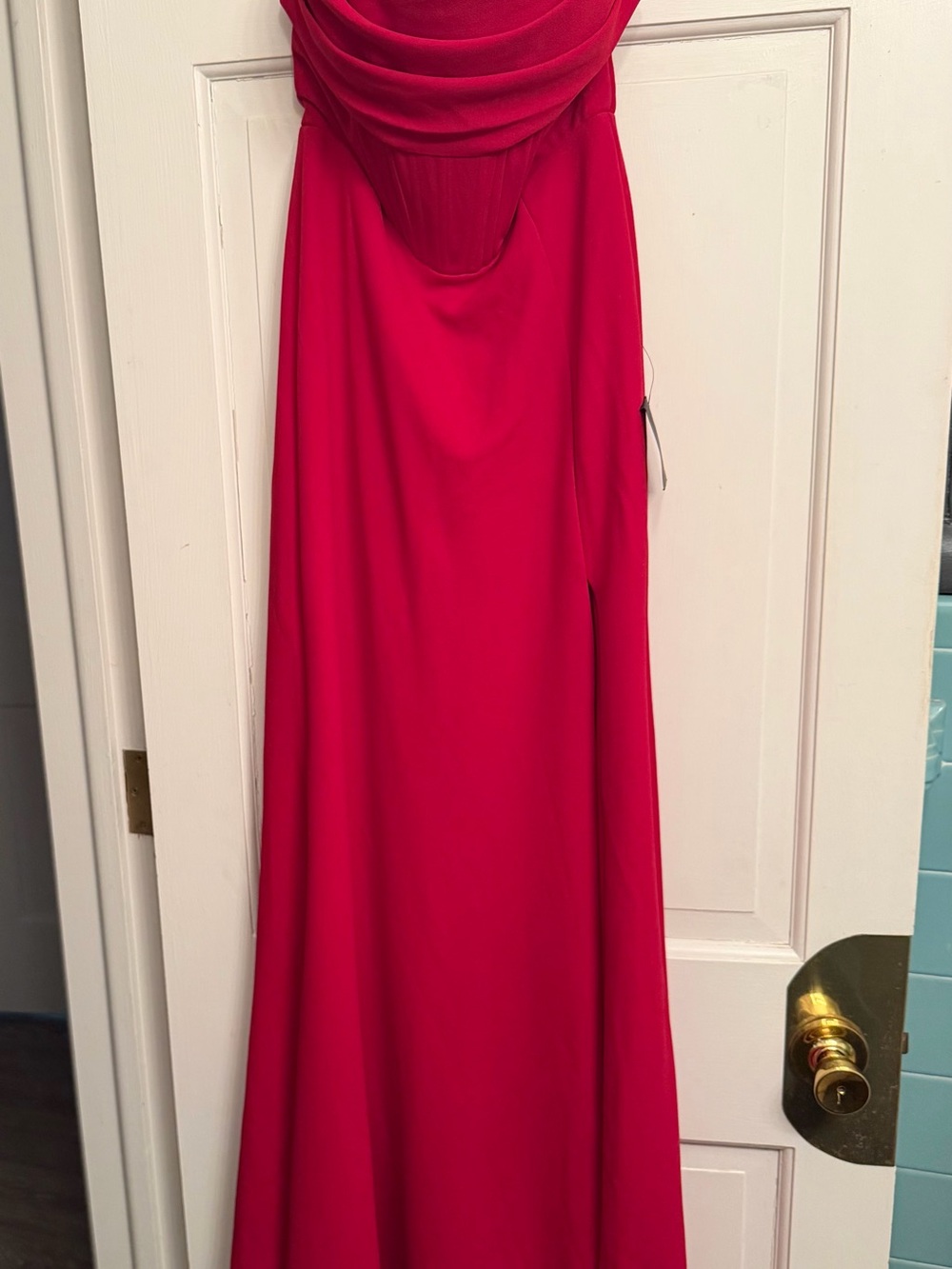 Red Strapless Evening Dress